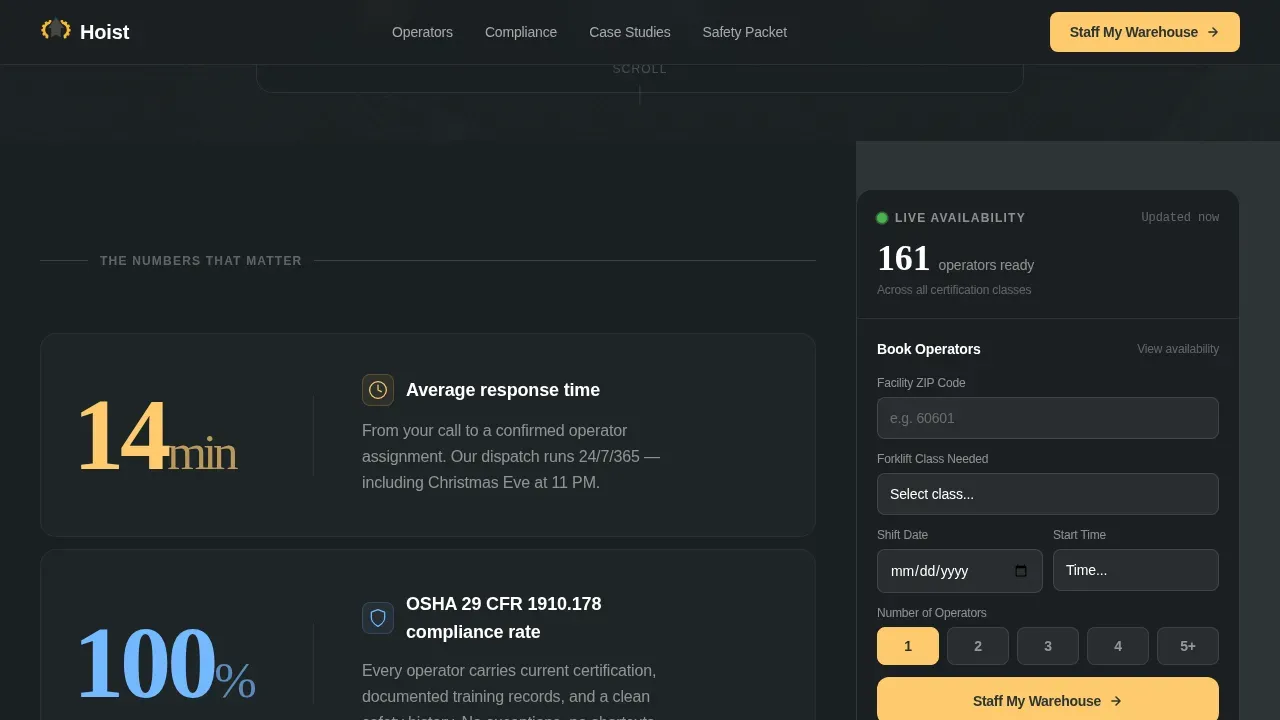 Forklift Operator Booking Website Template