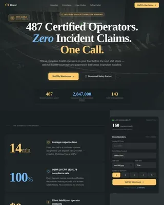 Forklift Operator Booking Website Template