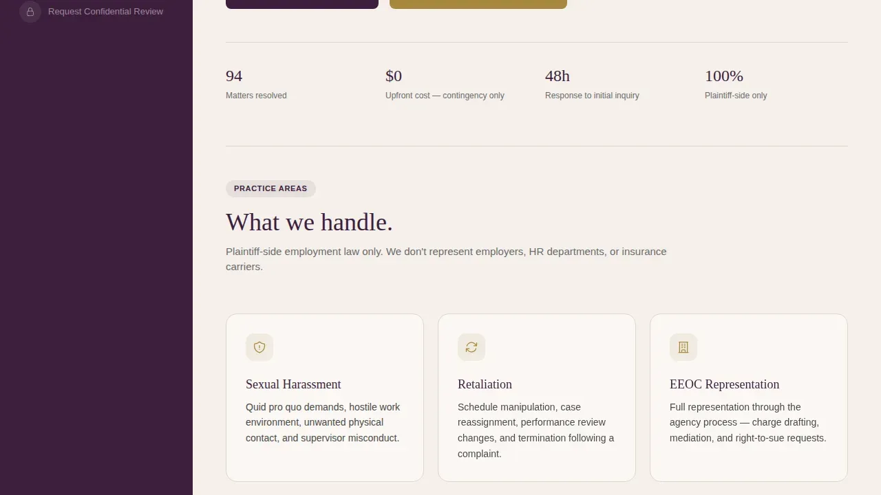 Premier Workplace Harassment Landing Page Template