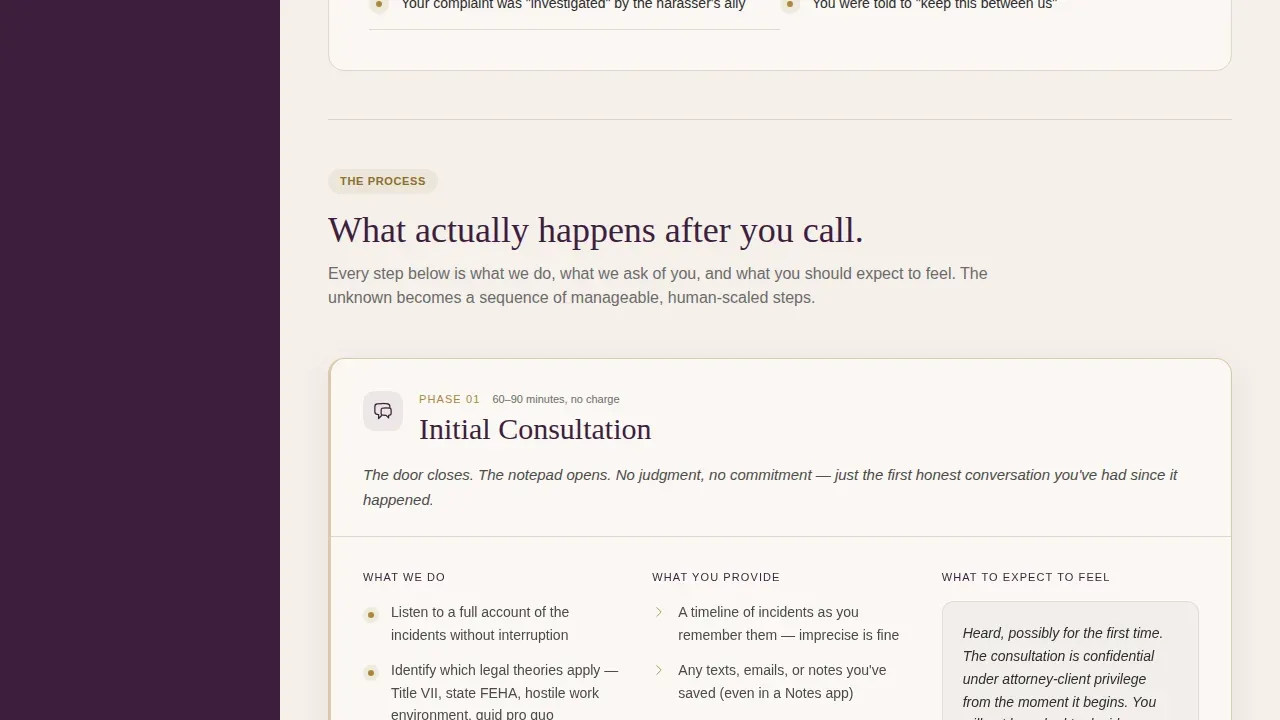 Premier Workplace Harassment Landing Page Template