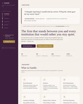 Premier Workplace Harassment Landing Page Template
