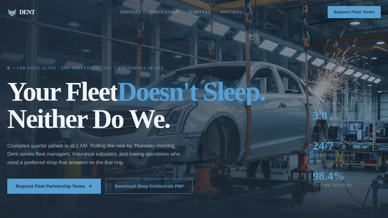 Round-The-Clock Fleet Collision Landing Page Template