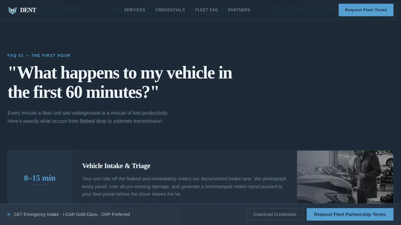 Round-The-Clock Fleet Collision Landing Page Template