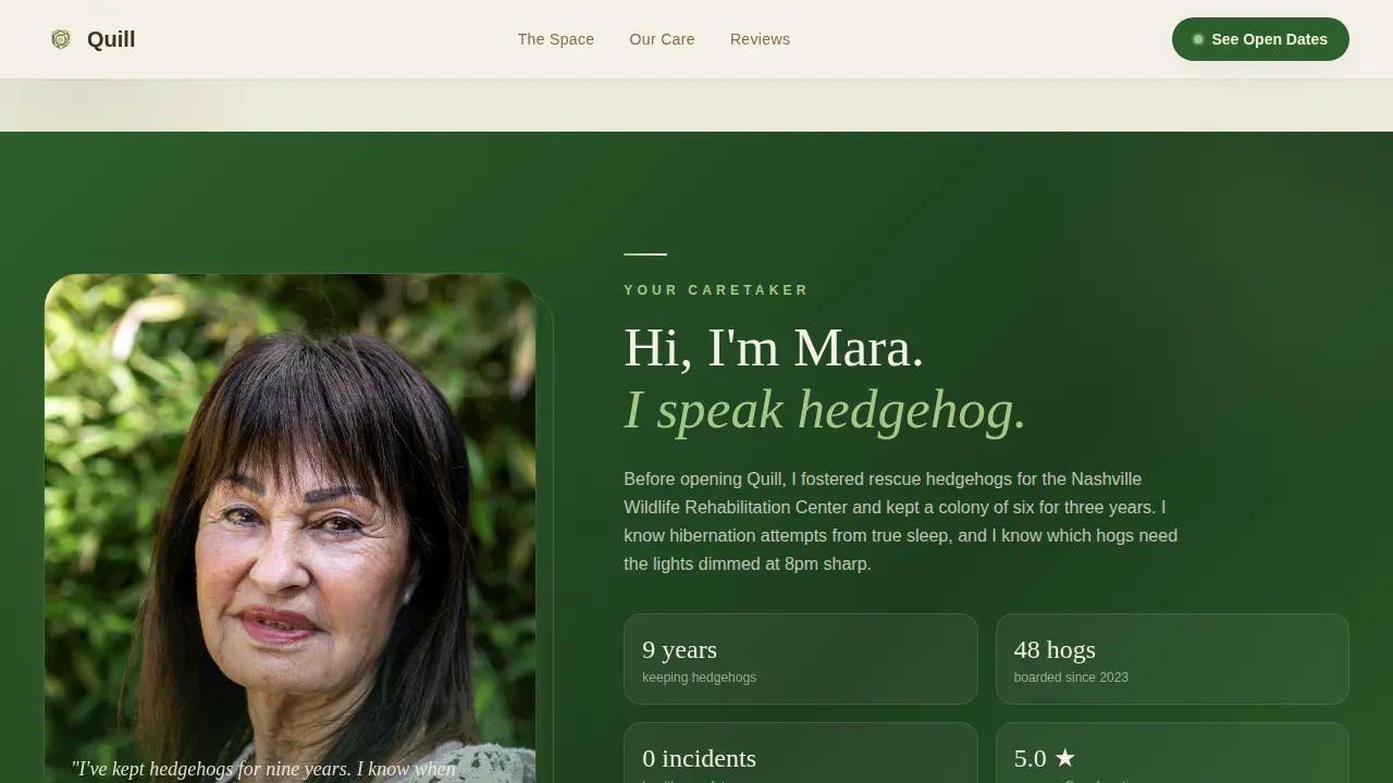 Hedgehog Booking Website Template