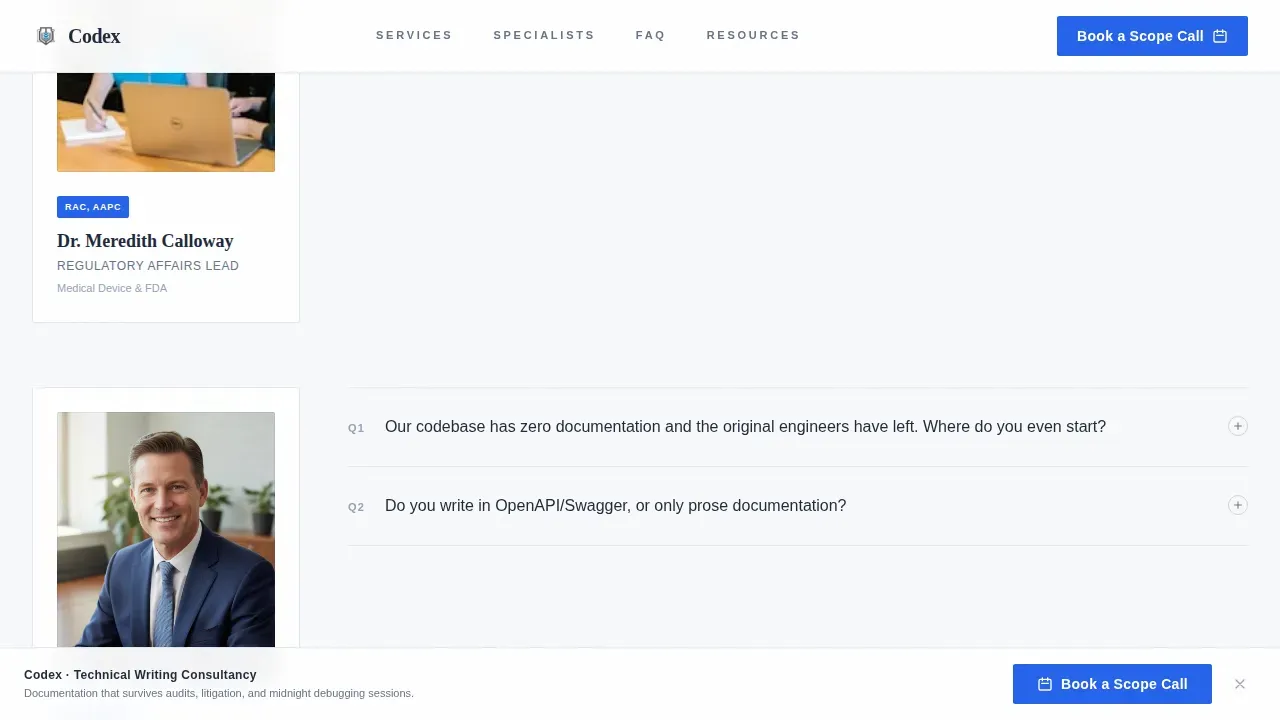 Technical Writer Booking Website Template