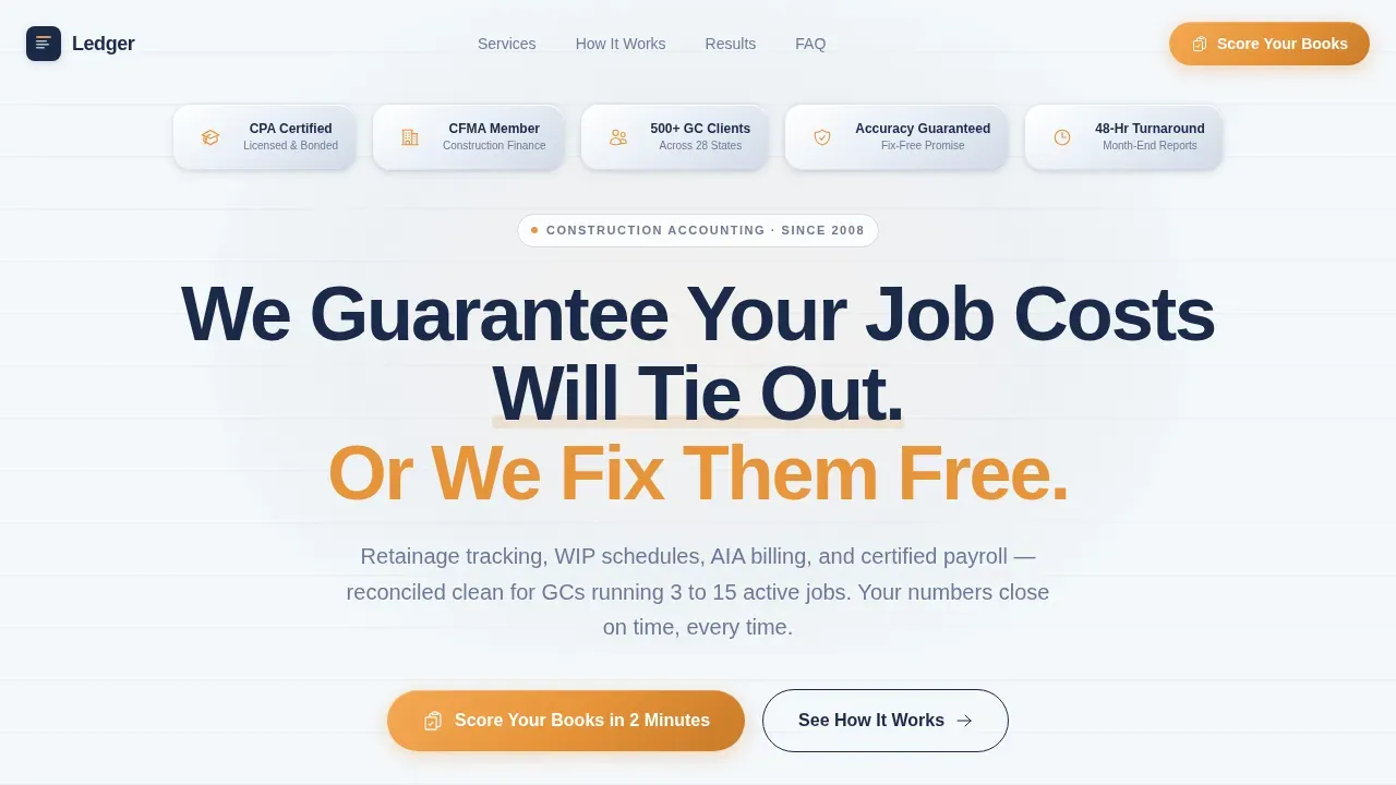 Construction Company Accounting & Job-Cost Website Template