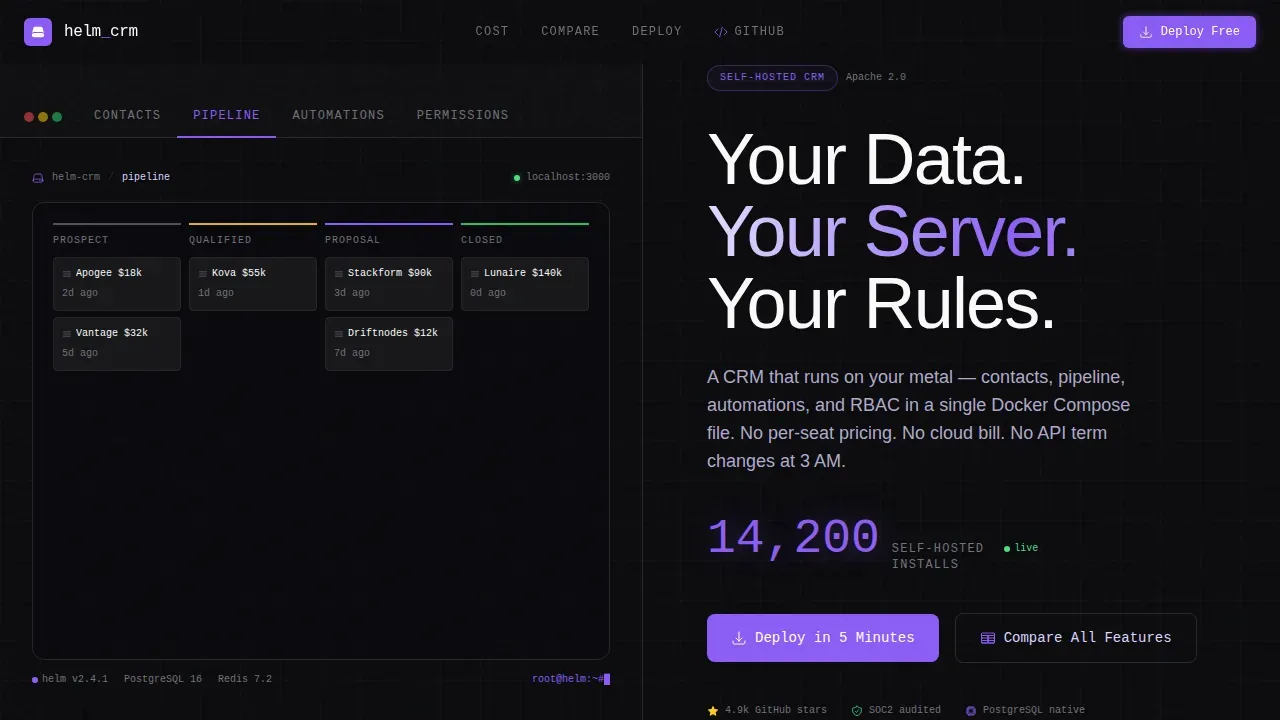 Sovereign Database CRM Landing Page Template