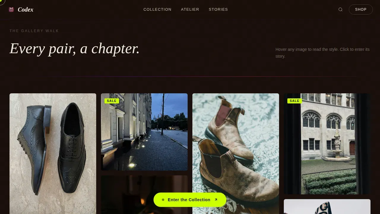 Dark Academia Artisan Shoe Brand Landing Page Template