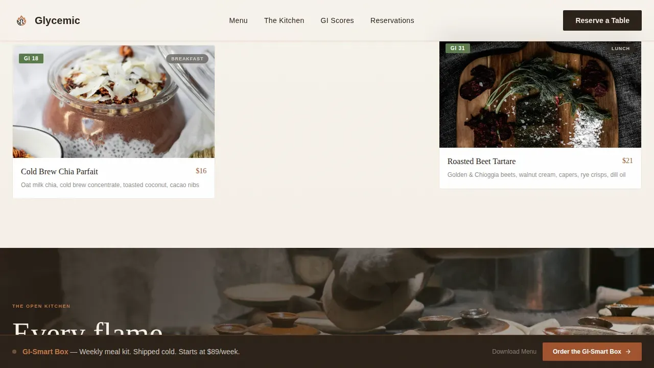 Premium Glucose-Conscious Dining | Free Website Template | Rocket