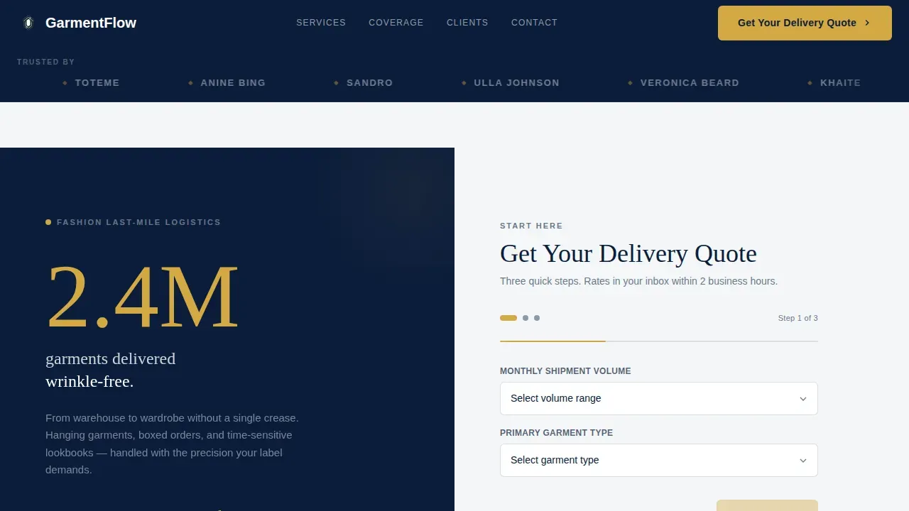 Expert Fashion Logistics | Free Website Template | Rocket