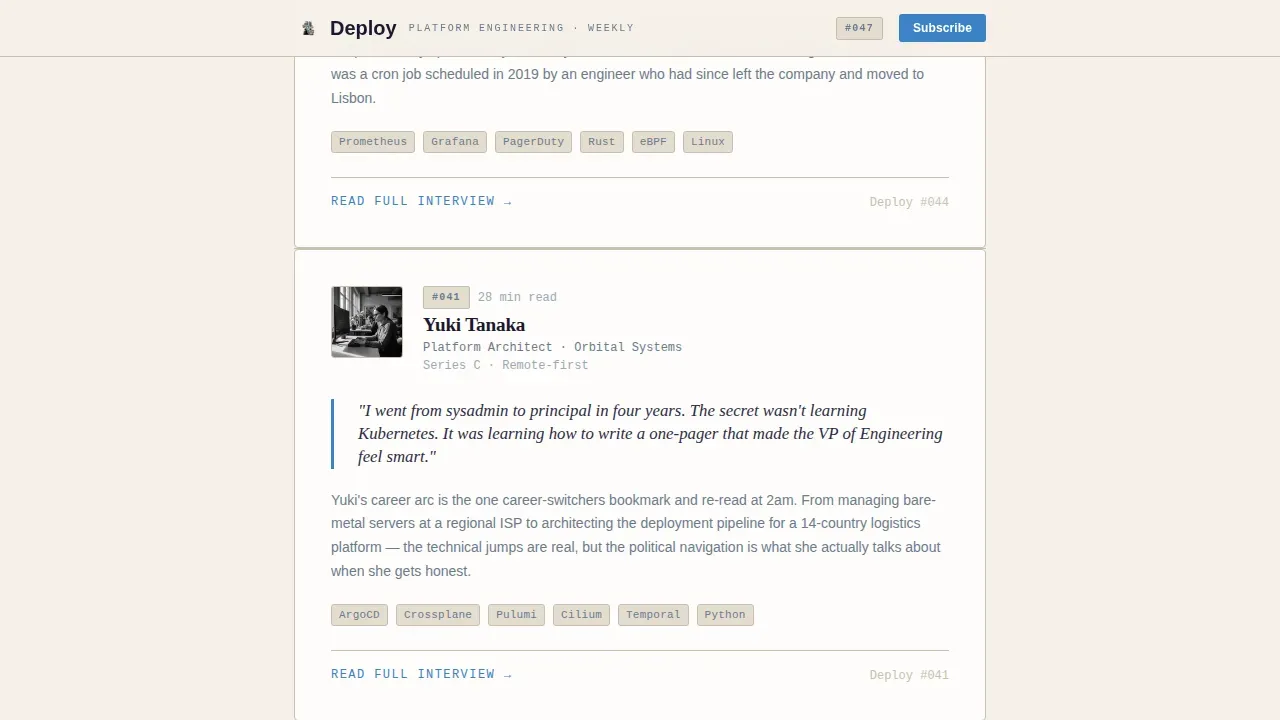 DevOps & Platform Newsletter Blog Website Template