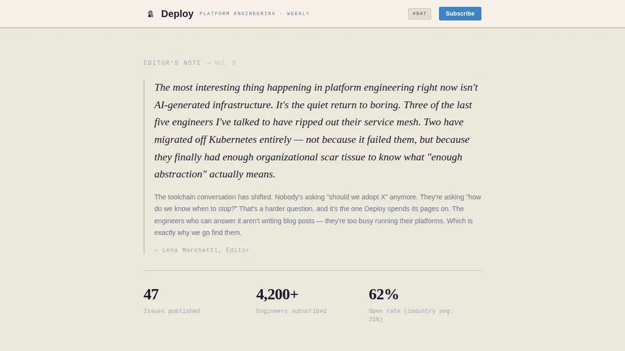 DevOps & Platform Newsletter Blog Website Template