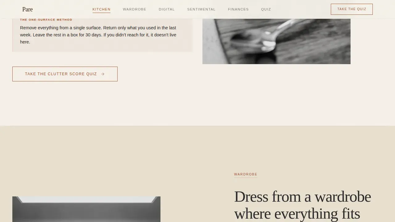 Minimalism & Decluttering Content Professional Website Template
