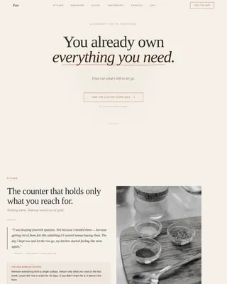 Minimalism & Decluttering Content Professional Website Template