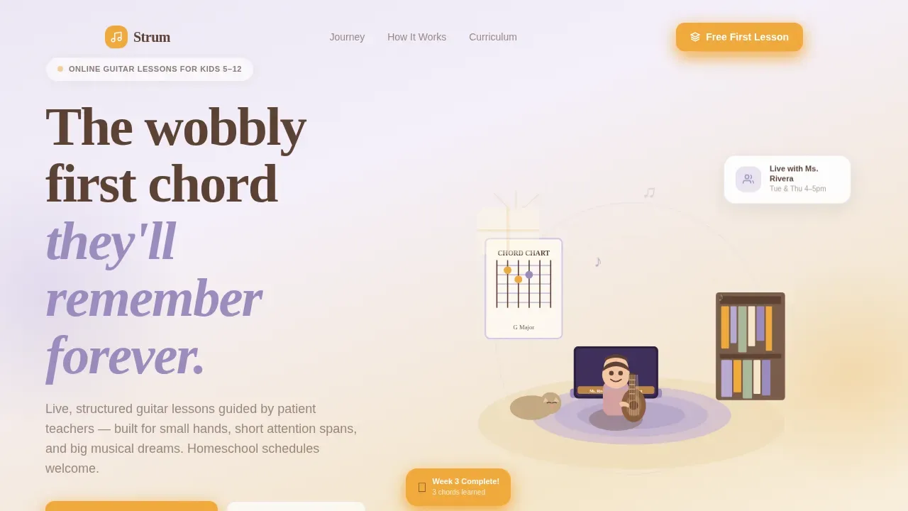 Nurturing Youth Guitar Instruction Landing Page Template