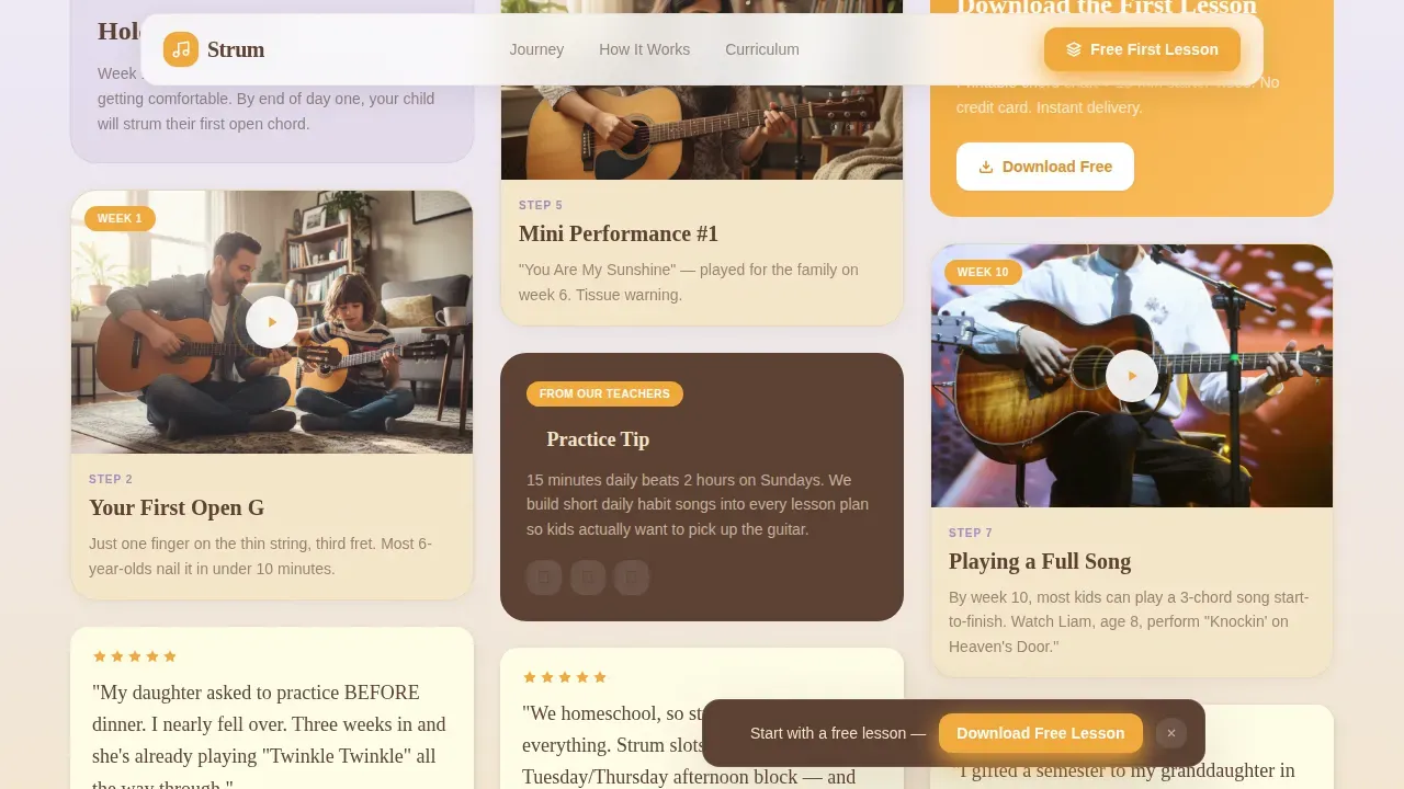 Nurturing Youth Guitar Instruction Landing Page Template