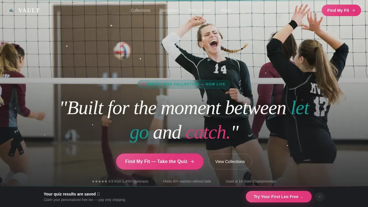Premium Gymnastics Apparel Landing Page Template