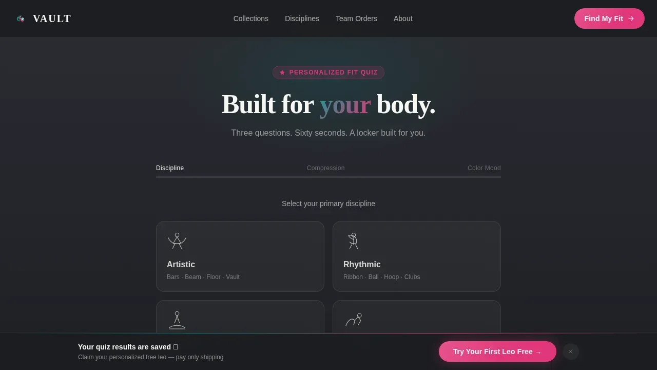 Premium Gymnastics Apparel Landing Page Template