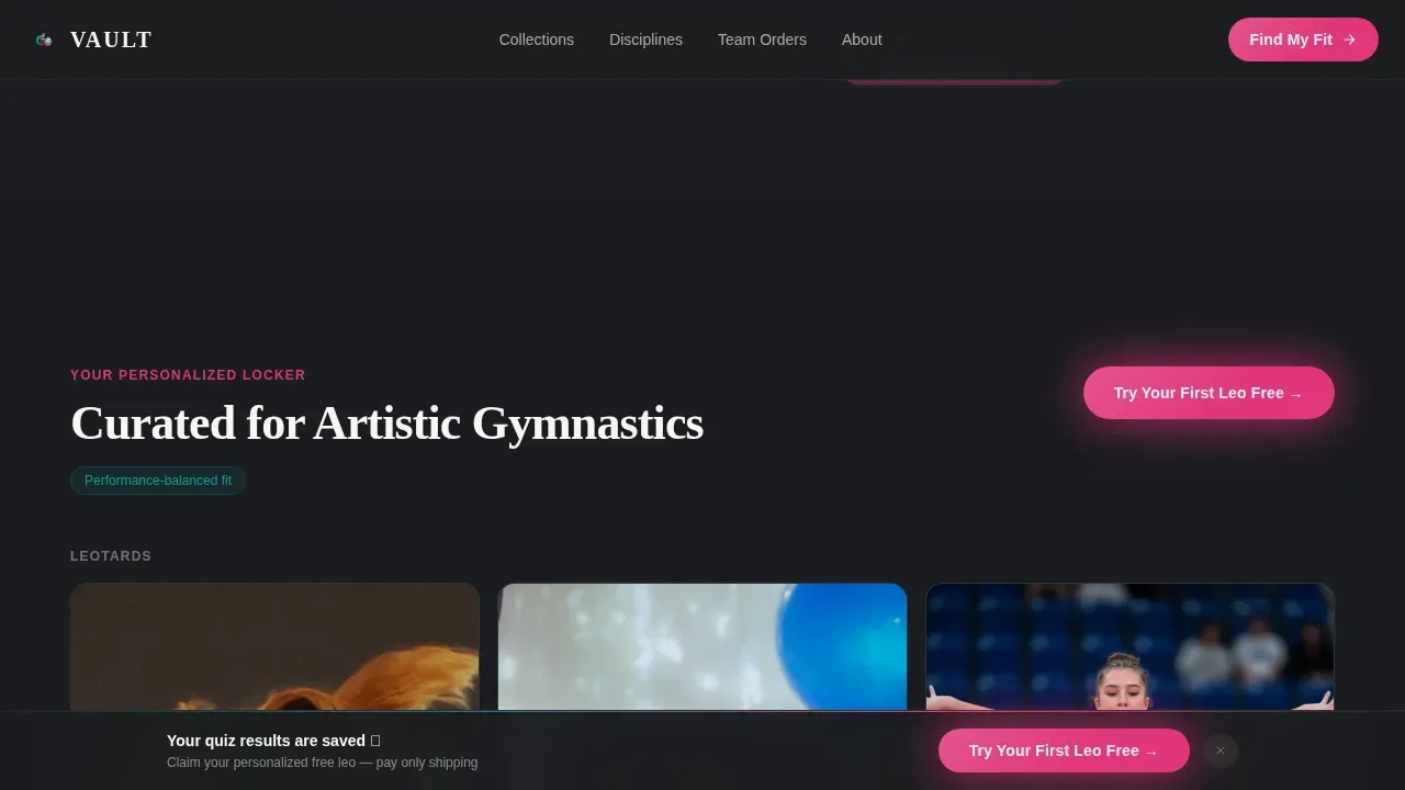 Premium Gymnastics Apparel Landing Page Template