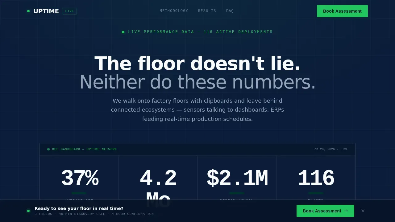 Real-Time Manufacturing Solutions Landing Page Template