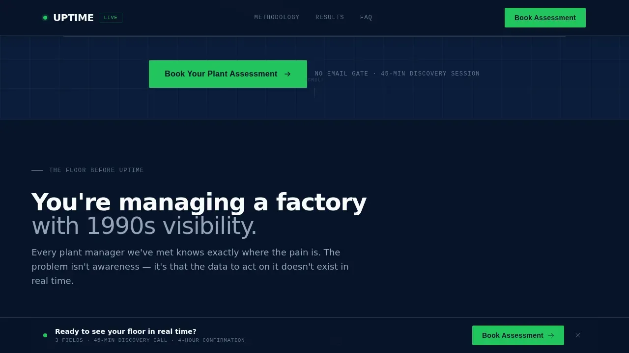 Real-Time Manufacturing Solutions Landing Page Template