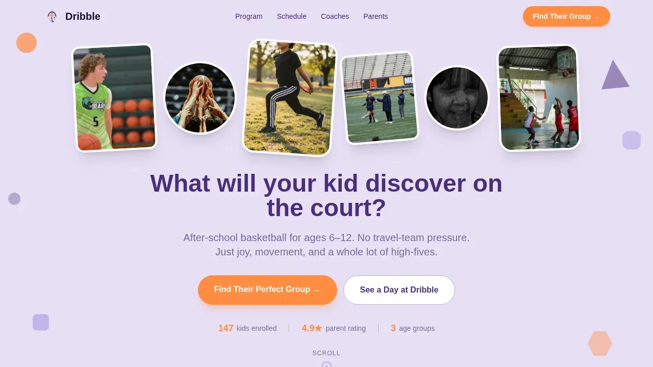 Dynamic Youth Basketball Landing Page Template