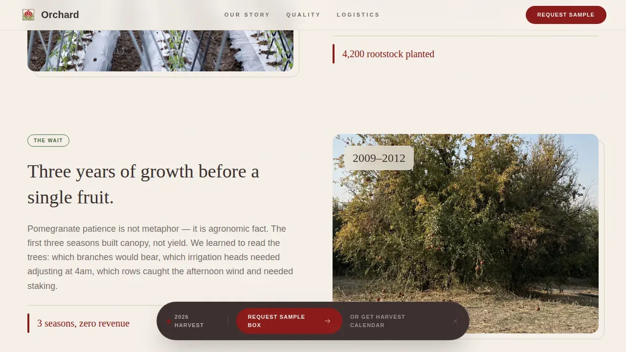 Premium Pomegranate Estate Landing Page Template