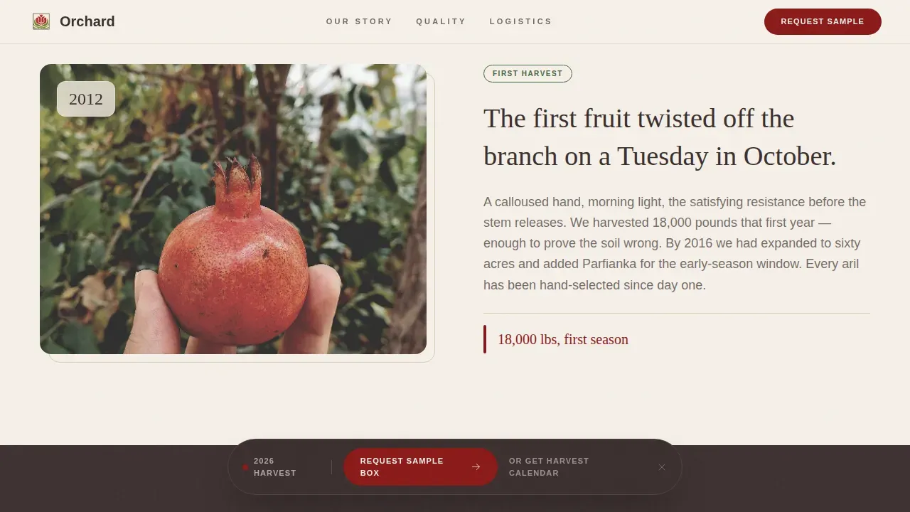 Premium Pomegranate Estate Landing Page Template