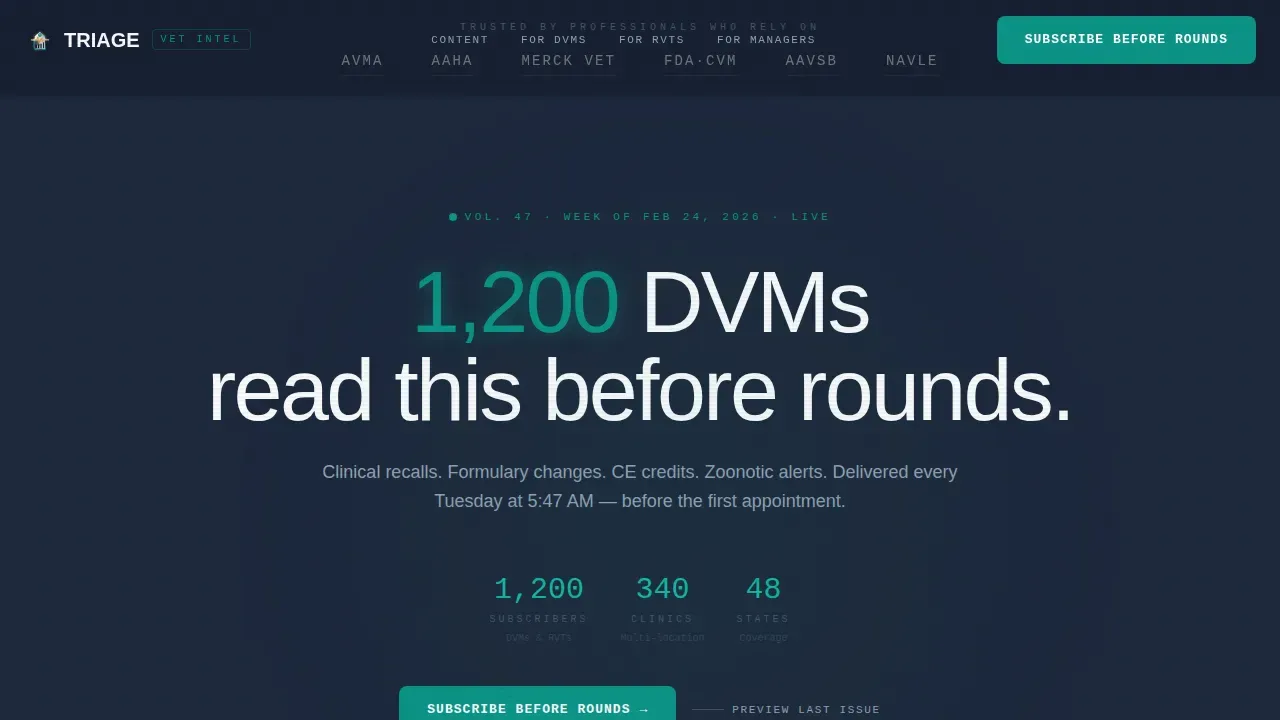 Intelligent Veterinary Newsletter Landing Page Template