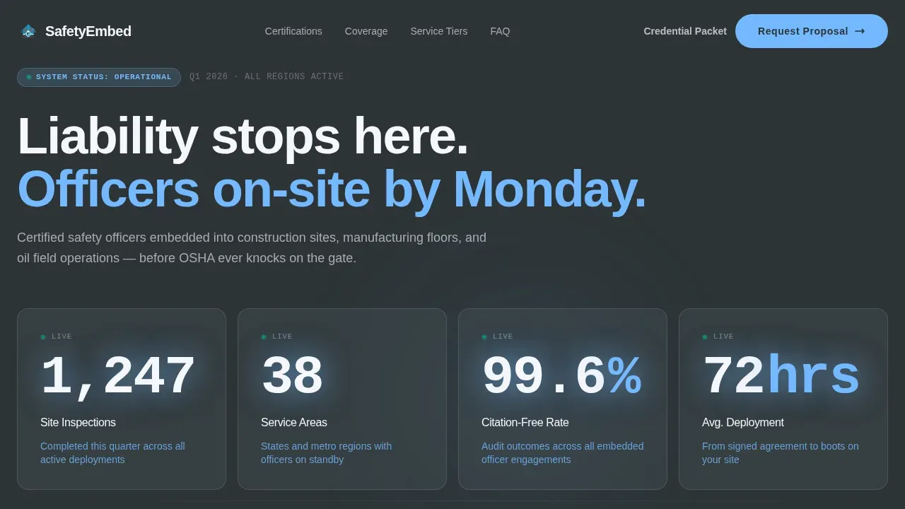 Elite Occupational Safety Landing Page Template
