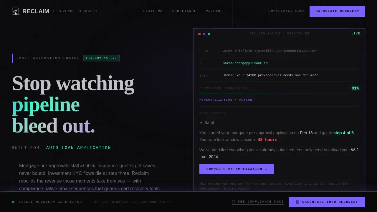 Bold FinTech Recovery Landing Page Template