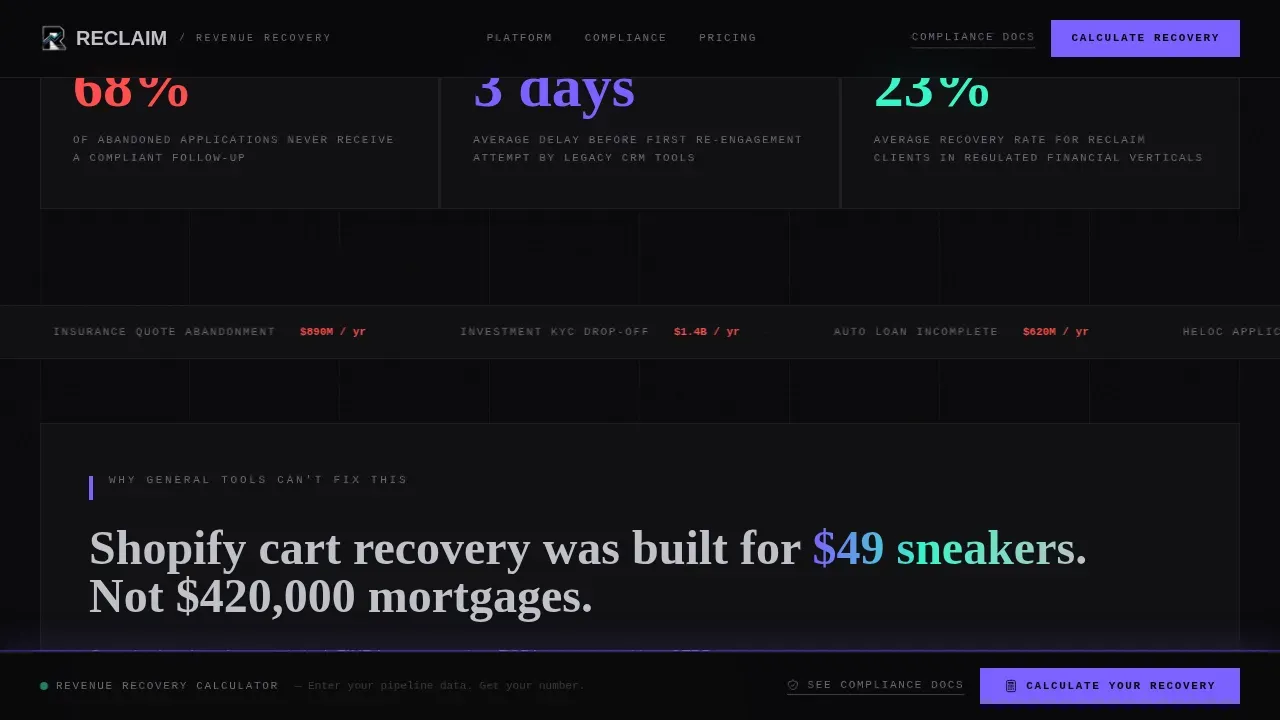 Bold FinTech Recovery Landing Page Template
