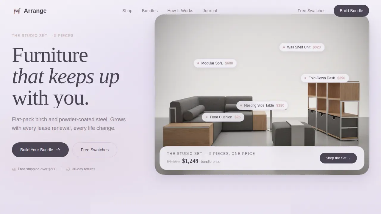 Flexible Furniture Customization Landing Page Template