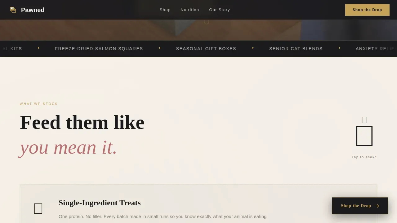 Curated Pet Retail Landing Page Template