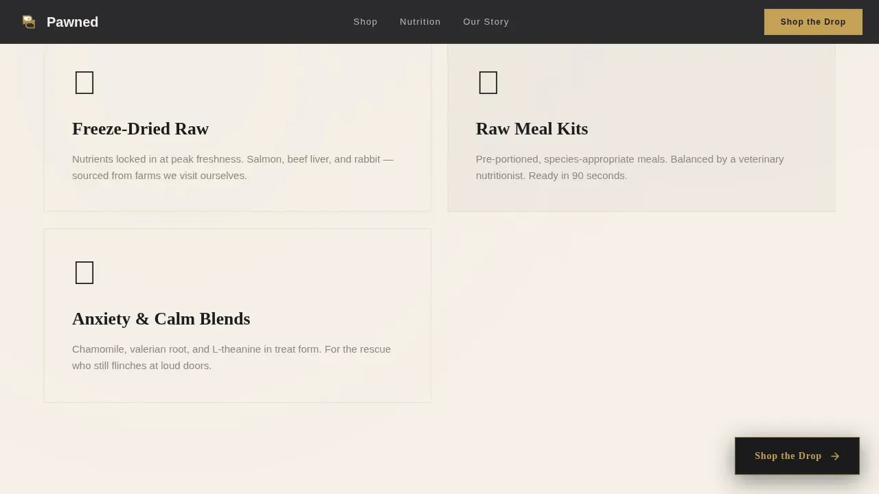 Curated Pet Retail Landing Page Template