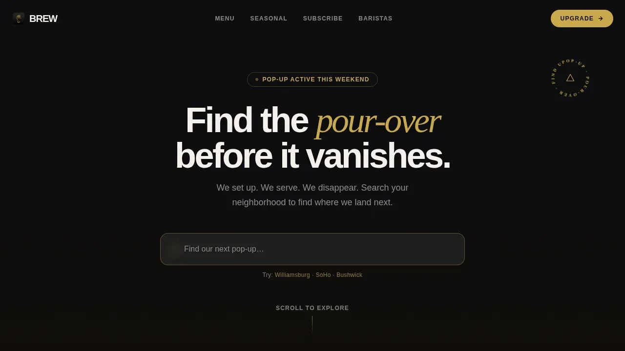 Trendy Specialty Café Landing Page Template