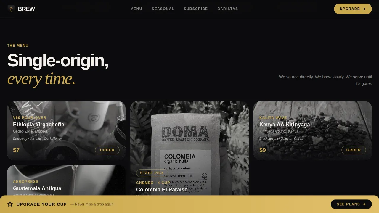 Trendy Specialty Café Landing Page Template