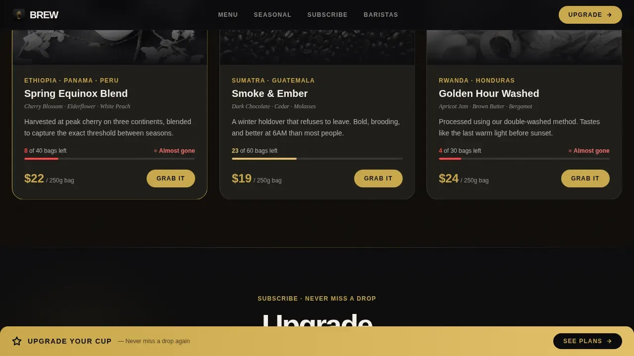 Trendy Specialty Café Landing Page Template