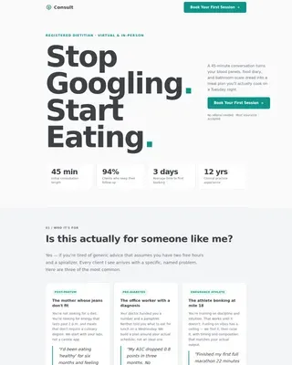 Dietitian Specialist Booking Website Template