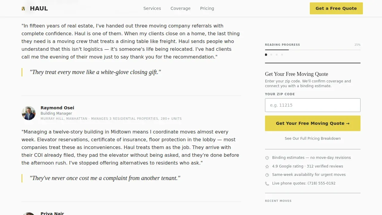 Premium Moving Services Landing Page Template