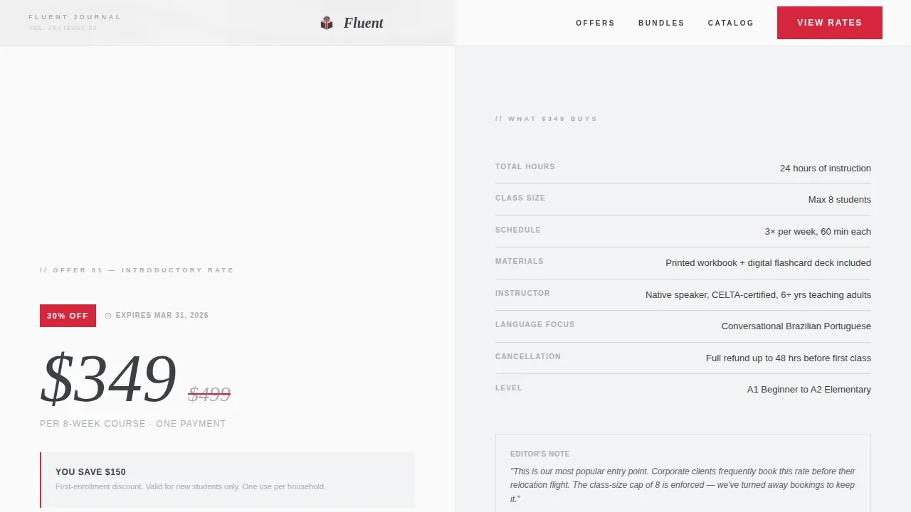 Language School Marketing Reviews & Social Proof Website Template