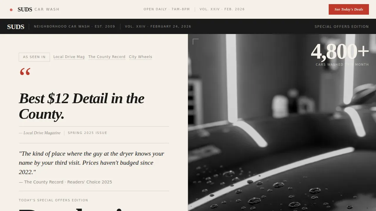 Premium Car Wash Offers Landing Page Template