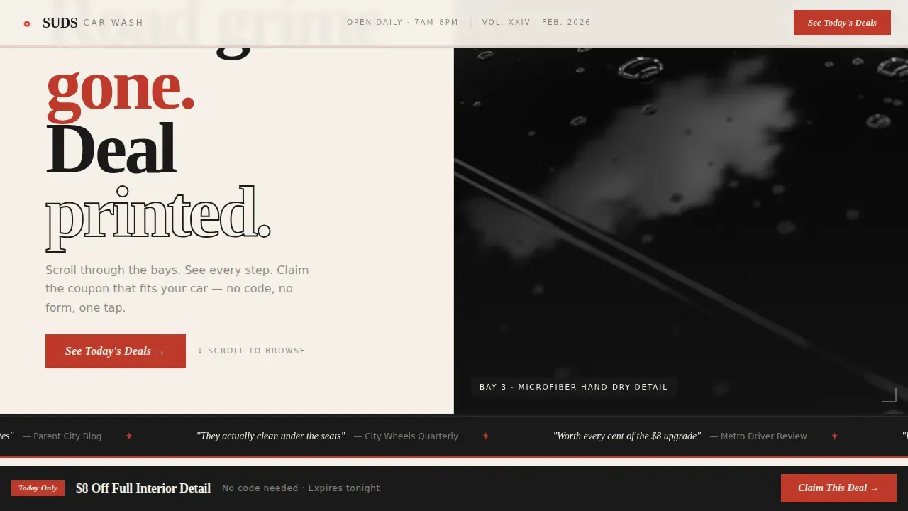Premium Car Wash Offers Landing Page Template