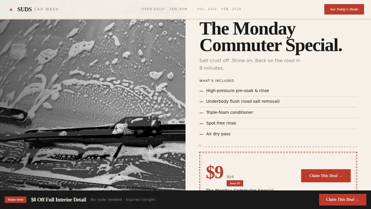 Premium Car Wash Offers Landing Page Template
