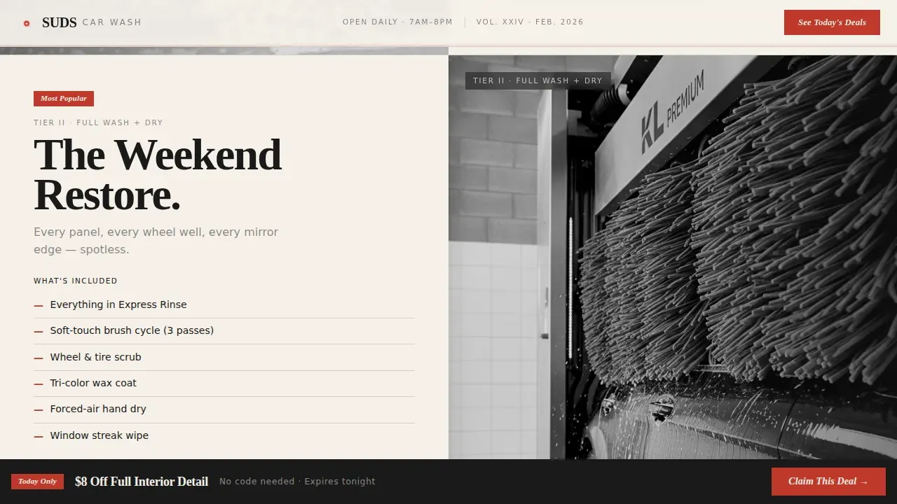 Premium Car Wash Offers Landing Page Template
