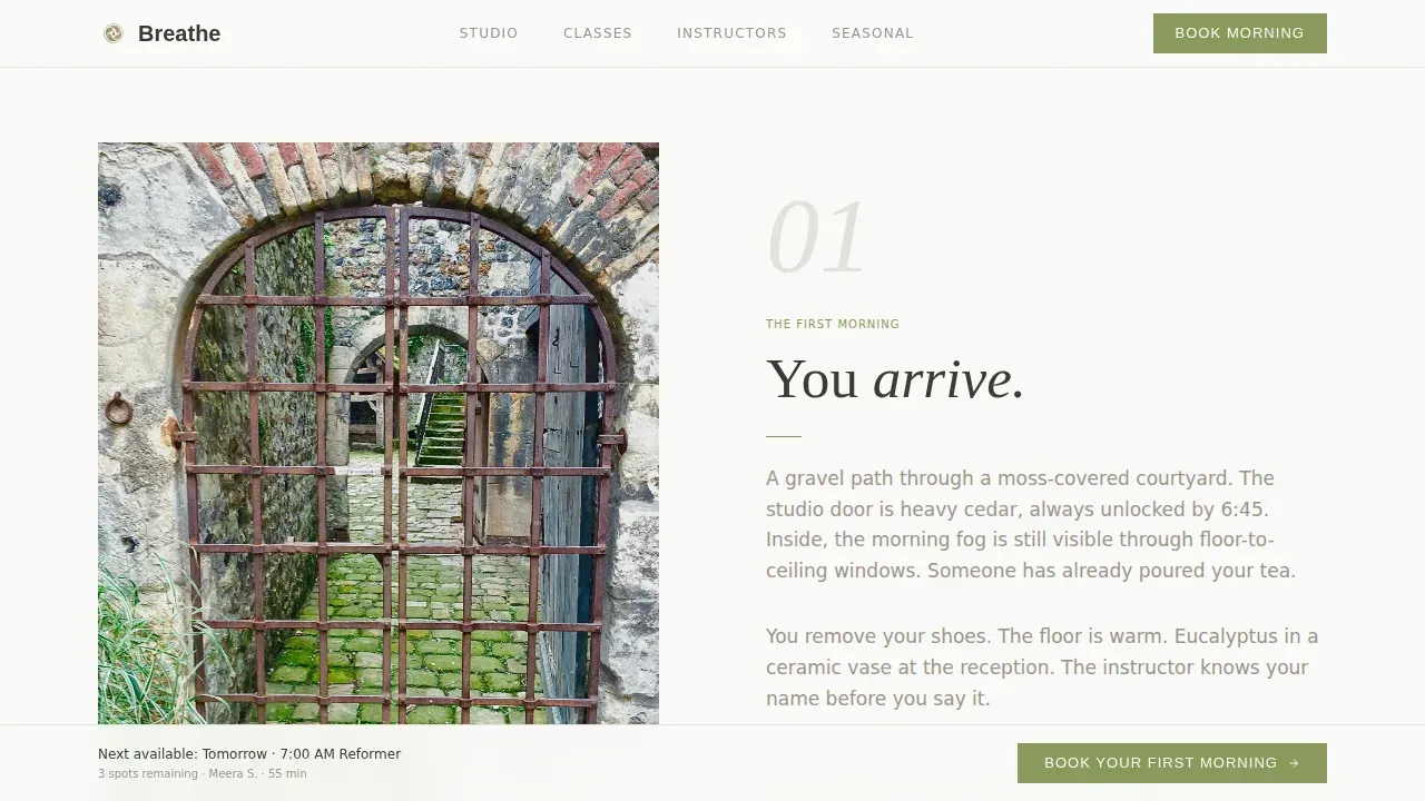 Boutique Pilates Studio Booking Website Template