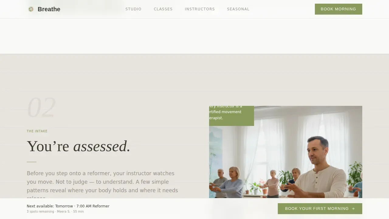 Boutique Pilates Studio Booking Website Template