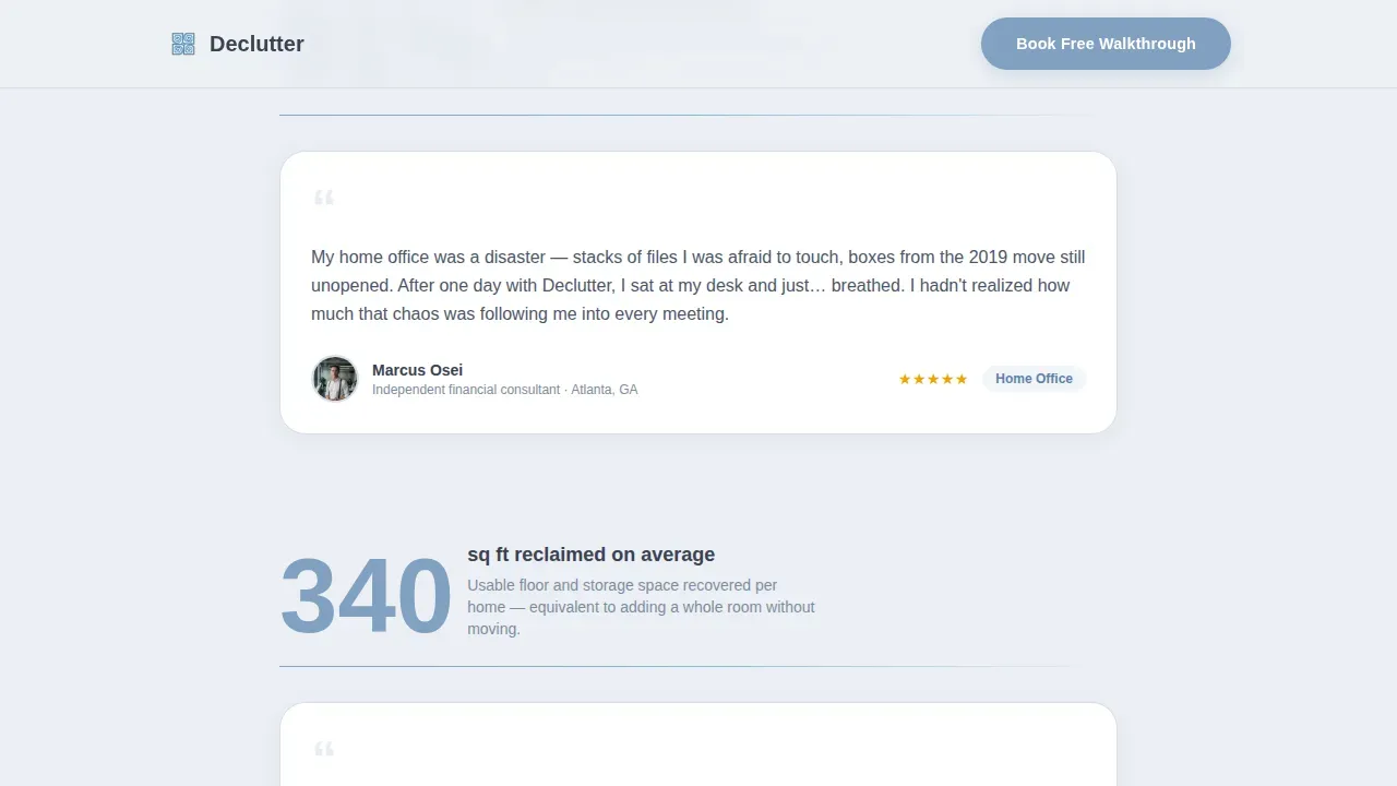 Professional Organizer Booking Website Template