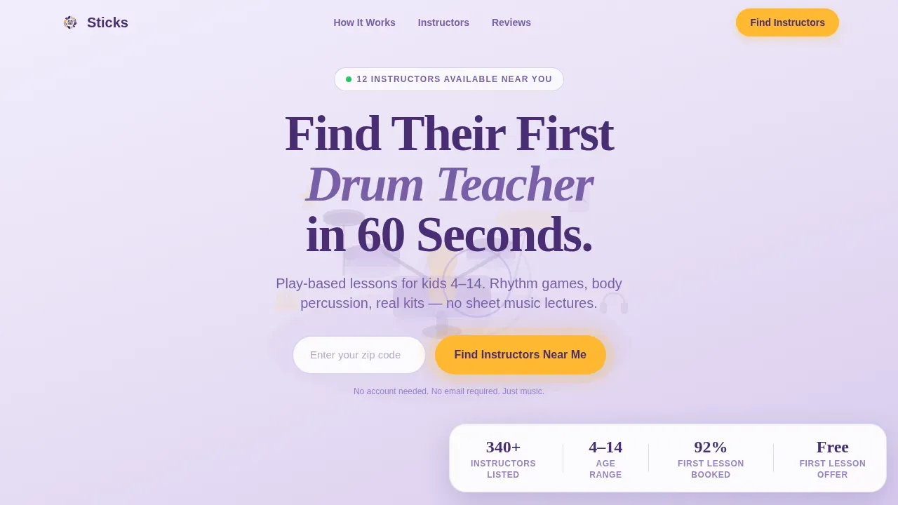 Kids Drum Instructor Directory Landing Page Template