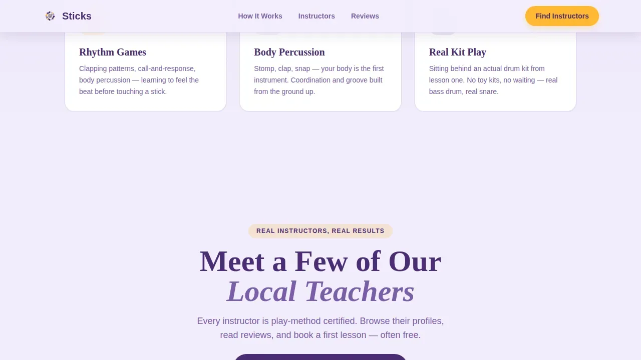 Kids Drum Instructor Directory Landing Page Template